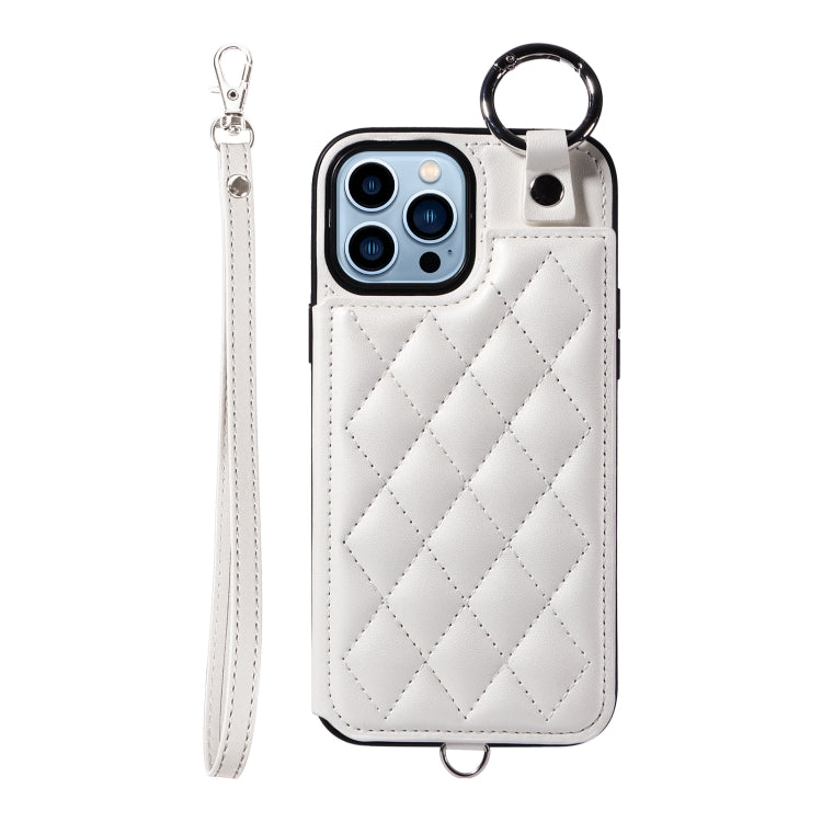 Rhombic Texture Card Bag Phone Case with Short Lanyard, Series 3