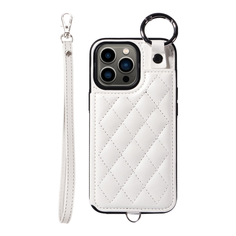 Rhombic Texture Card Bag Phone Case with Short Lanyard, Series 1