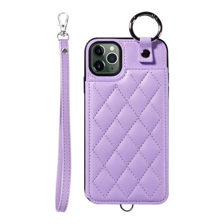 Rhombic Texture Card Bag Phone Case with Short Lanyard, Series 2