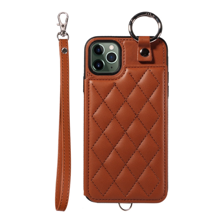 Rhombic Texture Card Bag Phone Case with Short Lanyard, Series 2