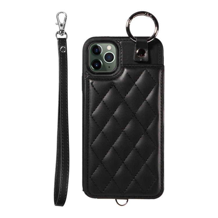 Rhombic Texture Card Bag Phone Case with Short Lanyard, Series 2