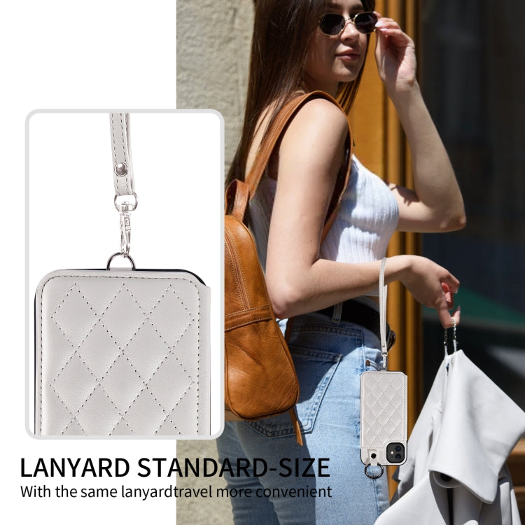 Rhombic Texture Card Bag Phone Case with Short Lanyard, Series 1