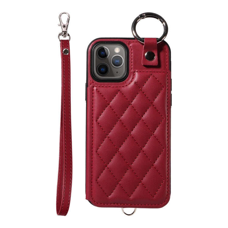 Rhombic Texture Card Bag Phone Case with Short Lanyard, Series 5