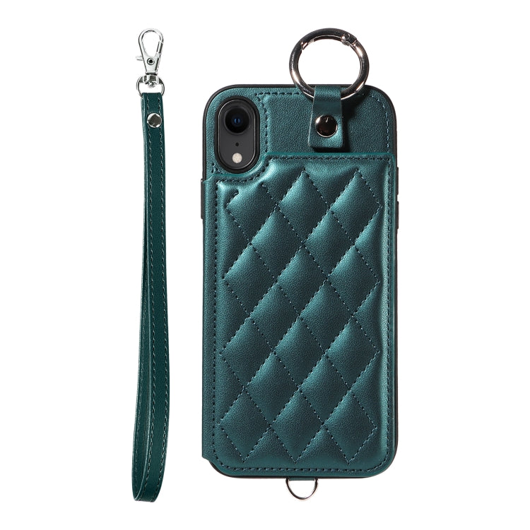 Rhombic Texture Card Bag Phone Case with Short Lanyard, Series 1