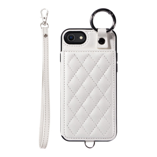 Rhombic Texture Card Bag Phone Case with Short Lanyard, Series 3