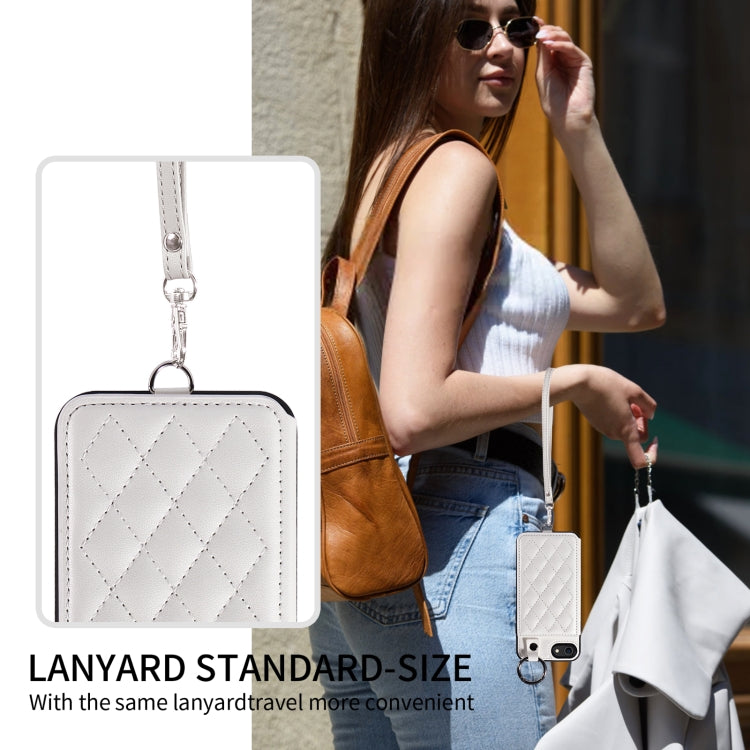 Rhombic Texture Card Bag Phone Case with Short Lanyard, Series 3