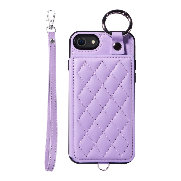 Rhombic Texture Card Bag Phone Case with Short Lanyard, Series 3