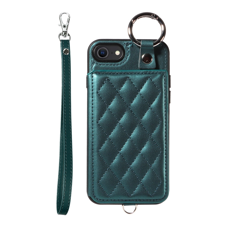 Rhombic Texture Card Bag Phone Case with Short Lanyard, Series 3