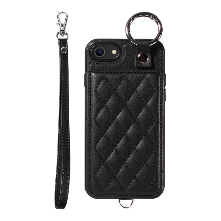 Rhombic Texture Card Bag Phone Case with Short Lanyard, Series 3