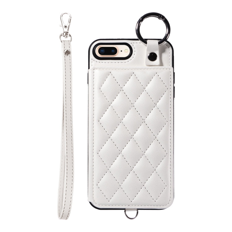 Rhombic Texture Card Bag Phone Case with Short Lanyard, Series 1