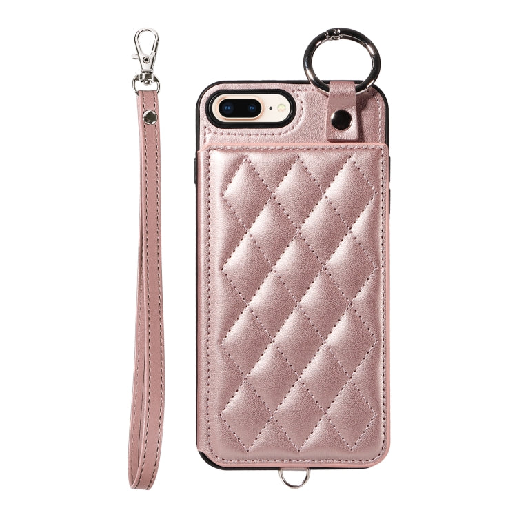 Rhombic Texture Card Bag Phone Case with Short Lanyard, Series 1