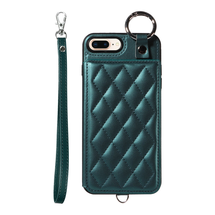 Rhombic Texture Card Bag Phone Case with Short Lanyard, Series 1