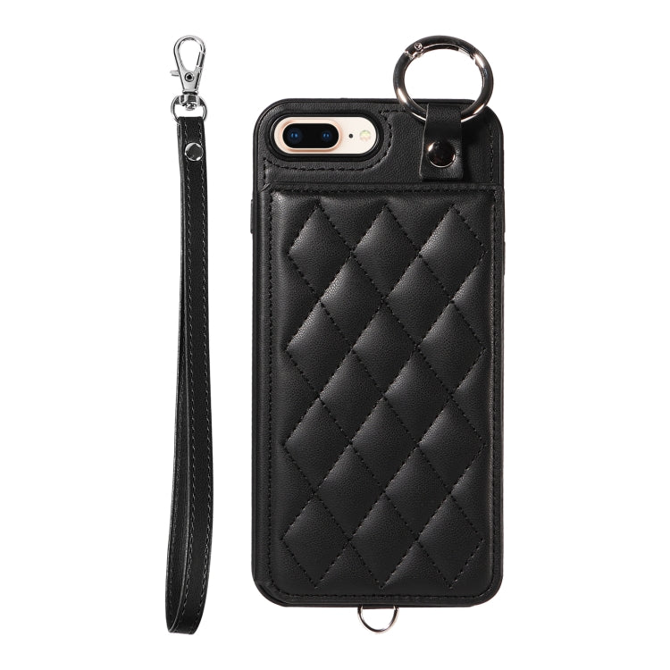 Rhombic Texture Card Bag Phone Case with Short Lanyard, Series 1