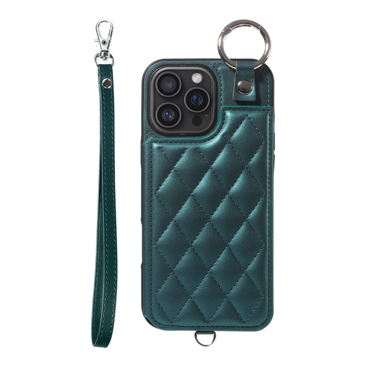 Rhombic Texture Card Bag Phone Case with Short Lanyard, Series 3