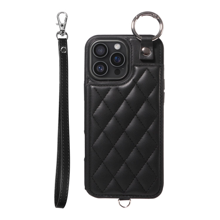 Rhombic Texture Card Bag Phone Case with Short Lanyard, Series 3