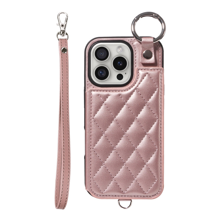 Rhombic Texture Card Bag Phone Case with Short Lanyard, Series 6