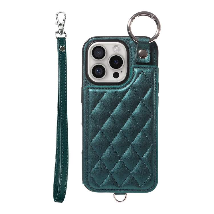 Rhombic Texture Card Bag Phone Case with Short Lanyard, Series 6