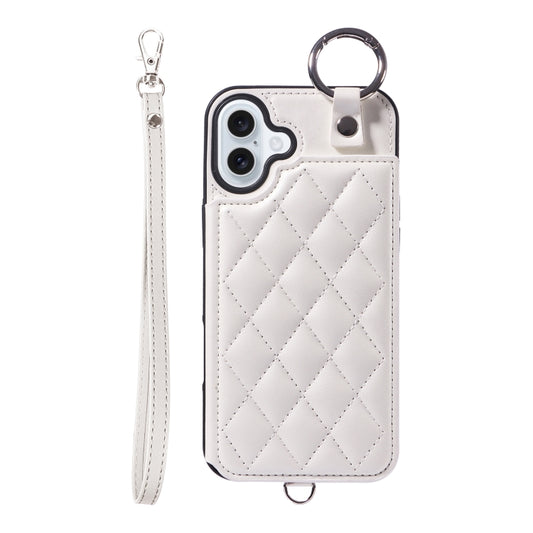 Rhombic Texture Card Bag Phone Case with Short Lanyard, Series 2