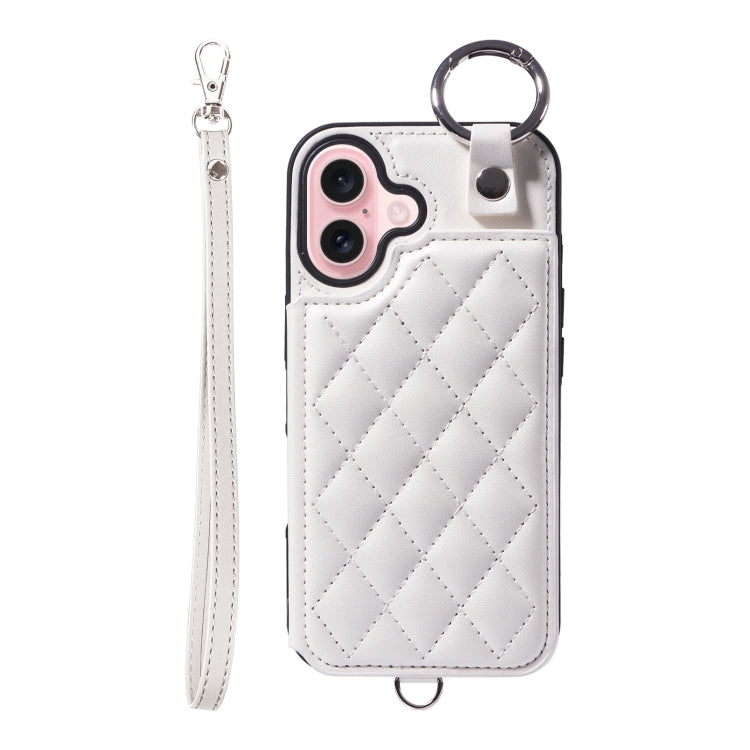 Rhombic Texture Card Bag Phone Case with Short Lanyard, Series 5