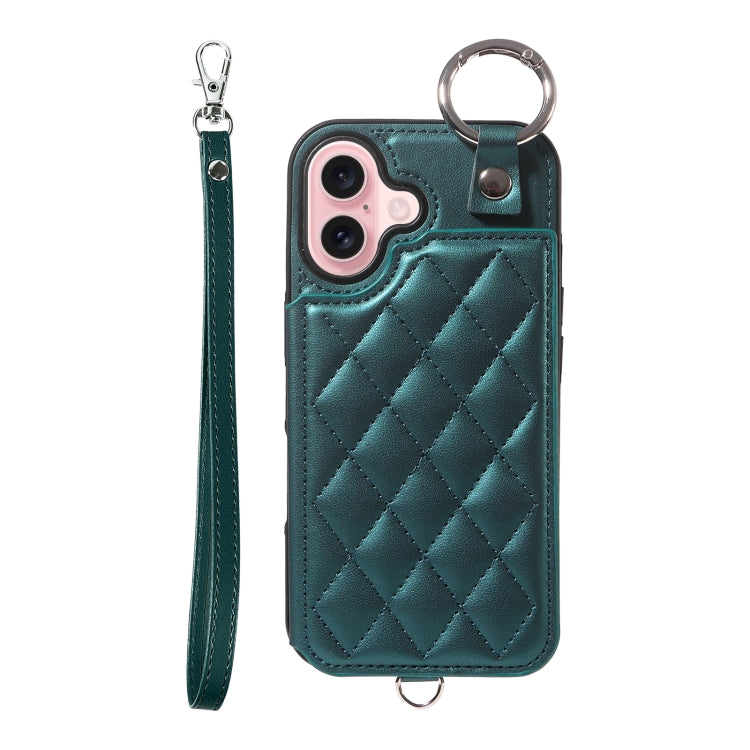 Rhombic Texture Card Bag Phone Case with Short Lanyard, Series 5