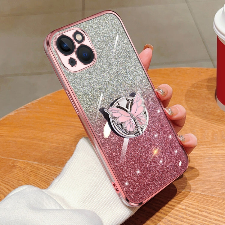 Plated Gradient Glitter Butterfly Holder TPU Phone Case, Series 5