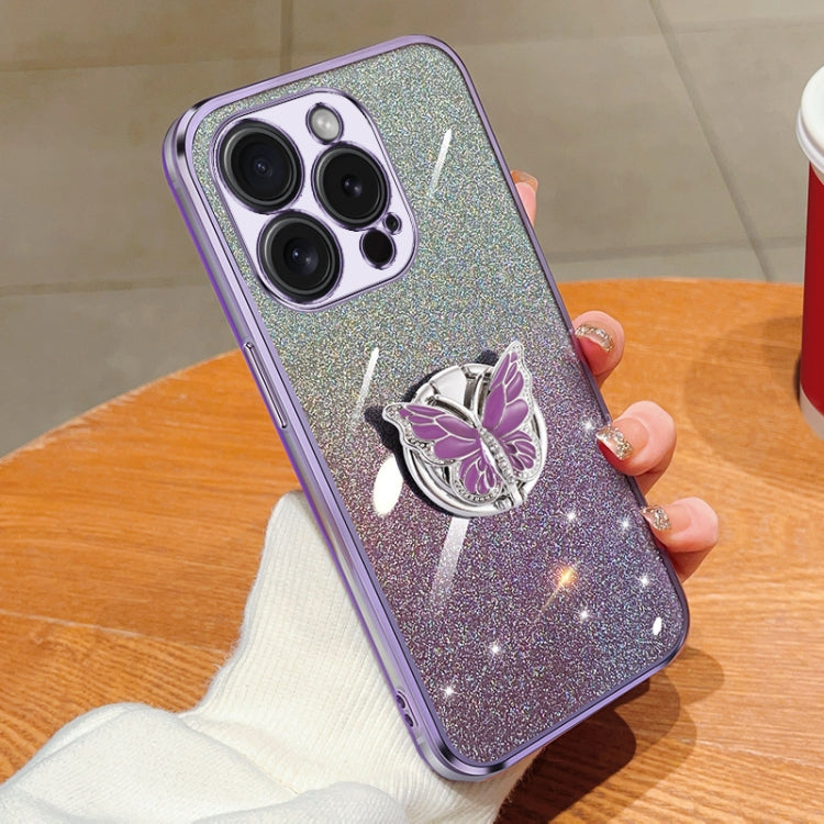 Plated Gradient Glitter Butterfly Holder TPU Phone Case, Series 2