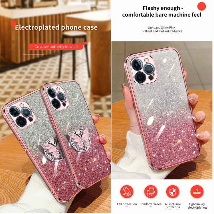 Plated Gradient Glitter Butterfly Holder TPU Phone Case, Series 2