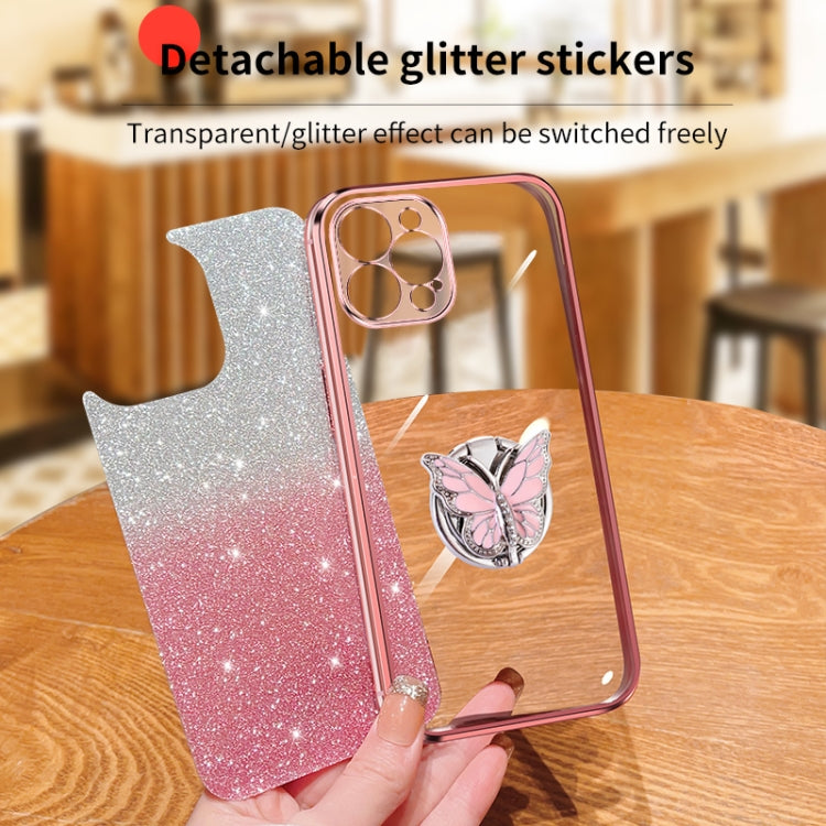 Plated Gradient Glitter Butterfly Holder TPU Phone Case, Series 2