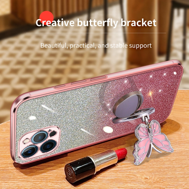 Plated Gradient Glitter Butterfly Holder TPU Phone Case, Series 2