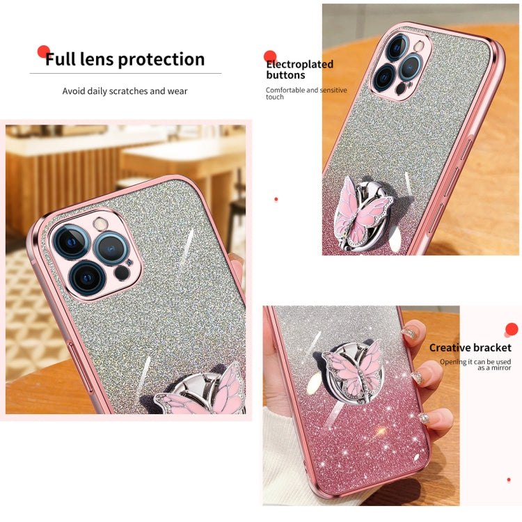 Plated Gradient Glitter Butterfly Holder TPU Phone Case, Series 2