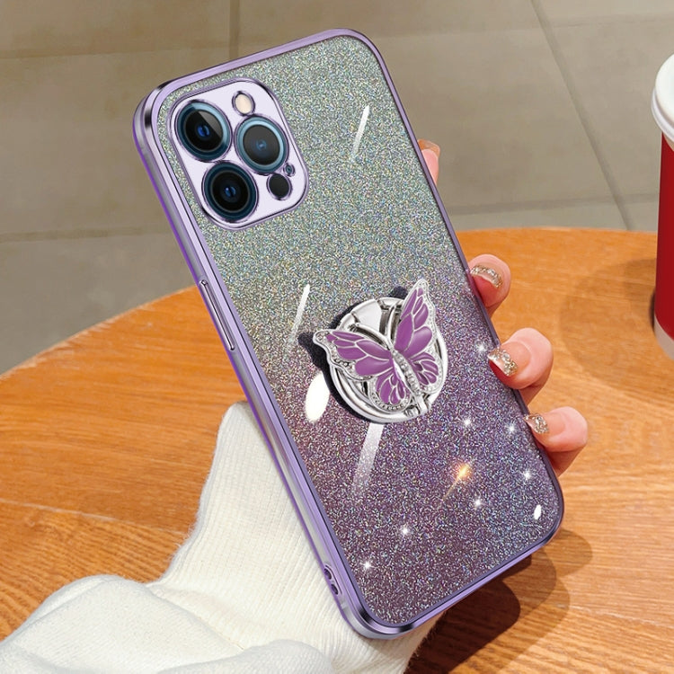 Plated Gradient Glitter Butterfly Holder TPU Phone Case, Series 2