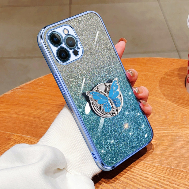 Plated Gradient Glitter Butterfly Holder TPU Phone Case, Series 2