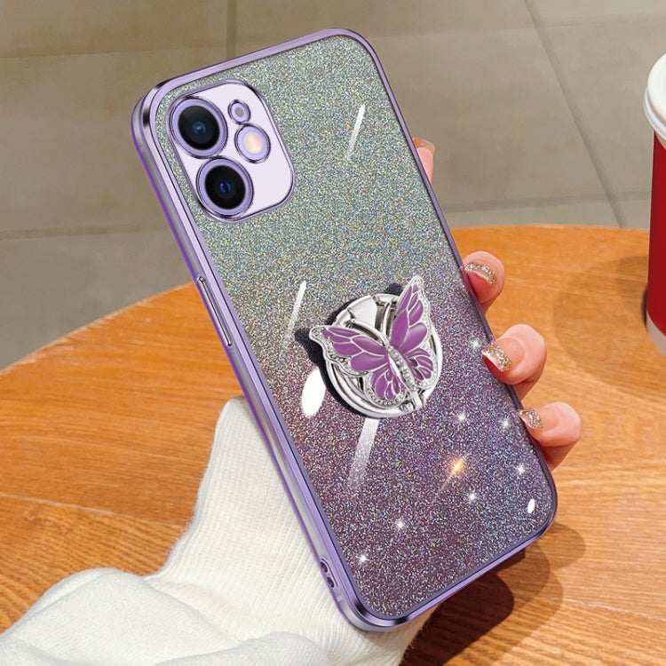 Plated Gradient Glitter Butterfly Holder TPU Phone Case, Series 5