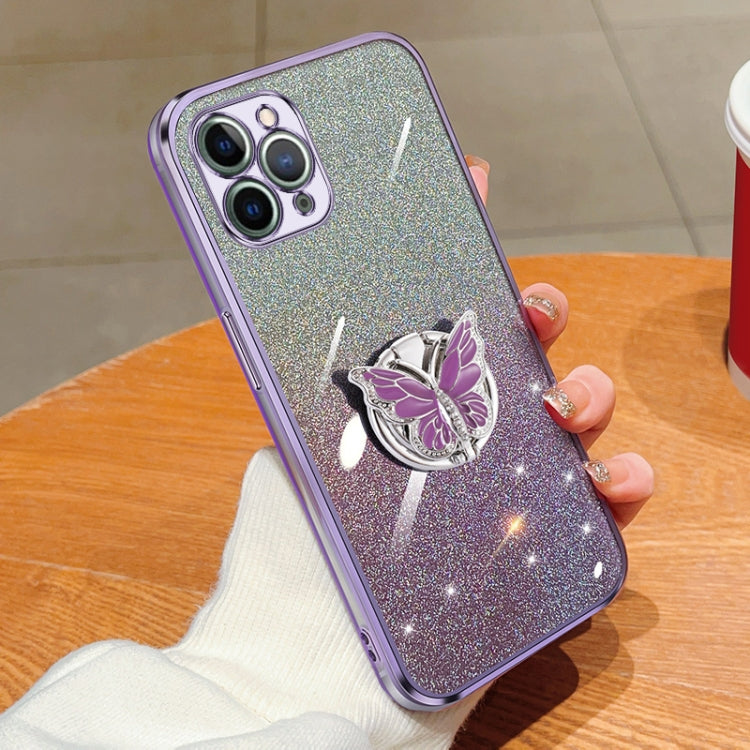 Plated Gradient Glitter Butterfly Holder TPU Phone Case, Series 2