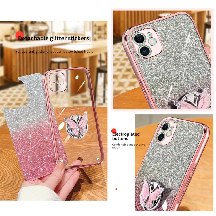 Plated Gradient Glitter Butterfly Holder TPU Phone Case, Series 1