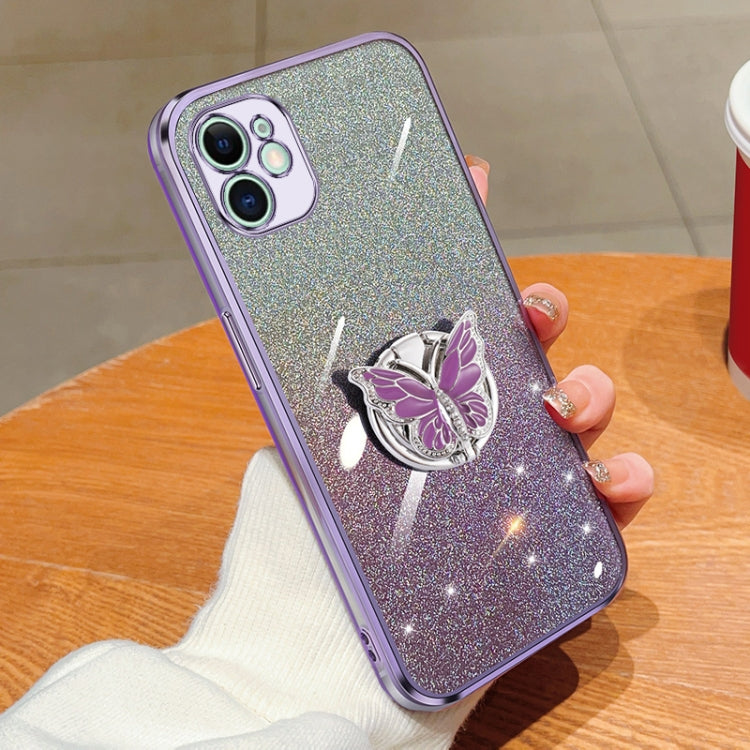 Plated Gradient Glitter Butterfly Holder TPU Phone Case, Series 1