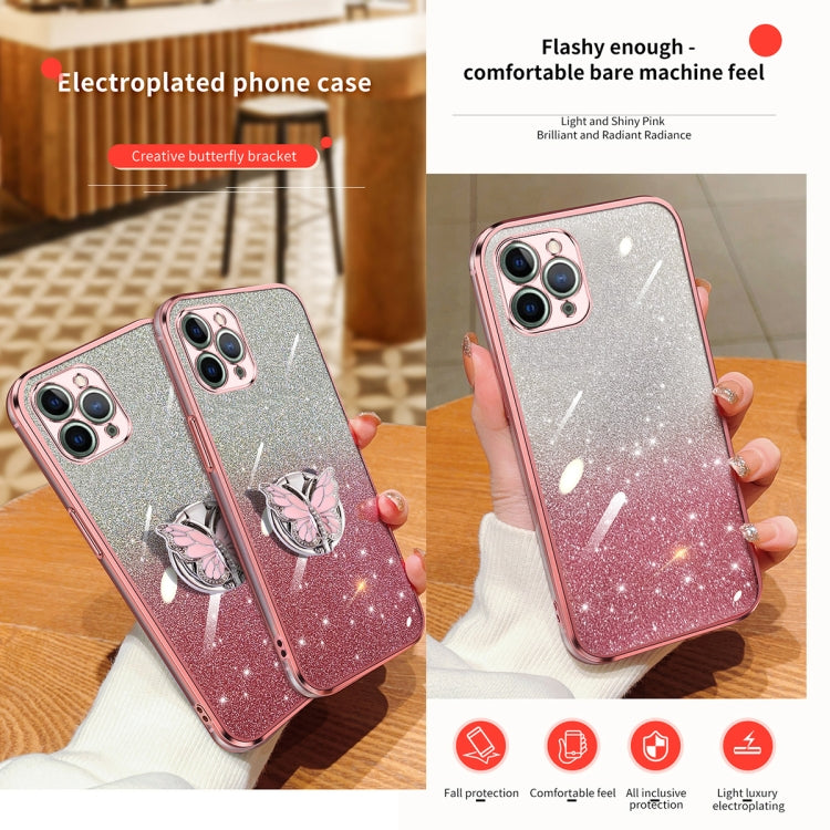 Plated Gradient Glitter Butterfly Holder TPU Phone Case, Series 4