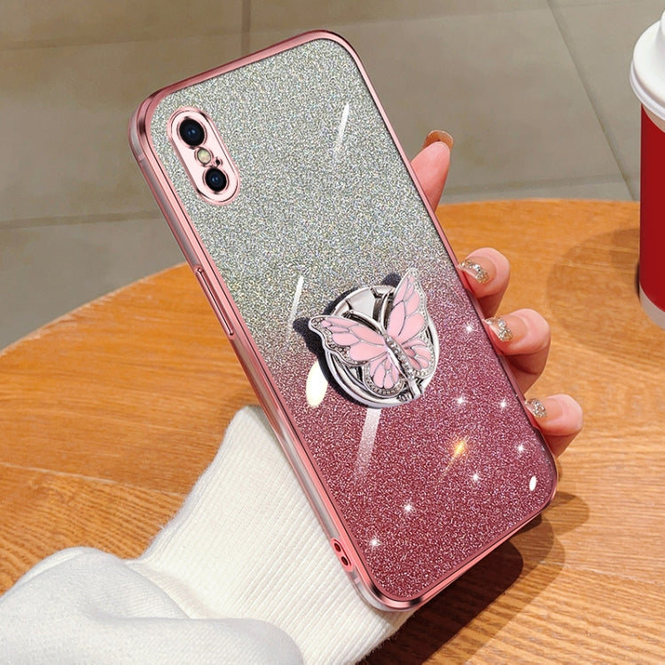 Plated Gradient Glitter Butterfly Holder TPU Phone Case, Series 2