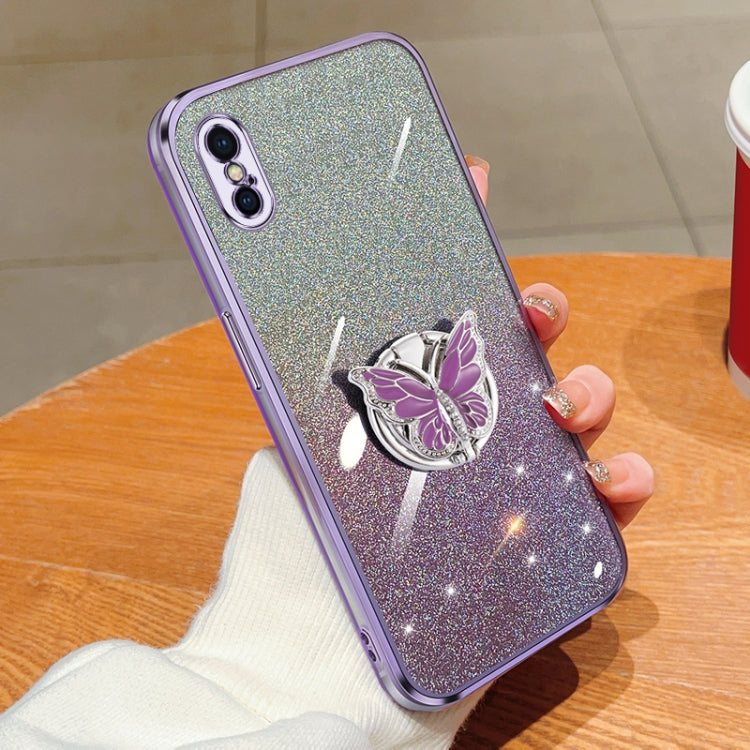 Plated Gradient Glitter Butterfly Holder TPU Phone Case, Series 2