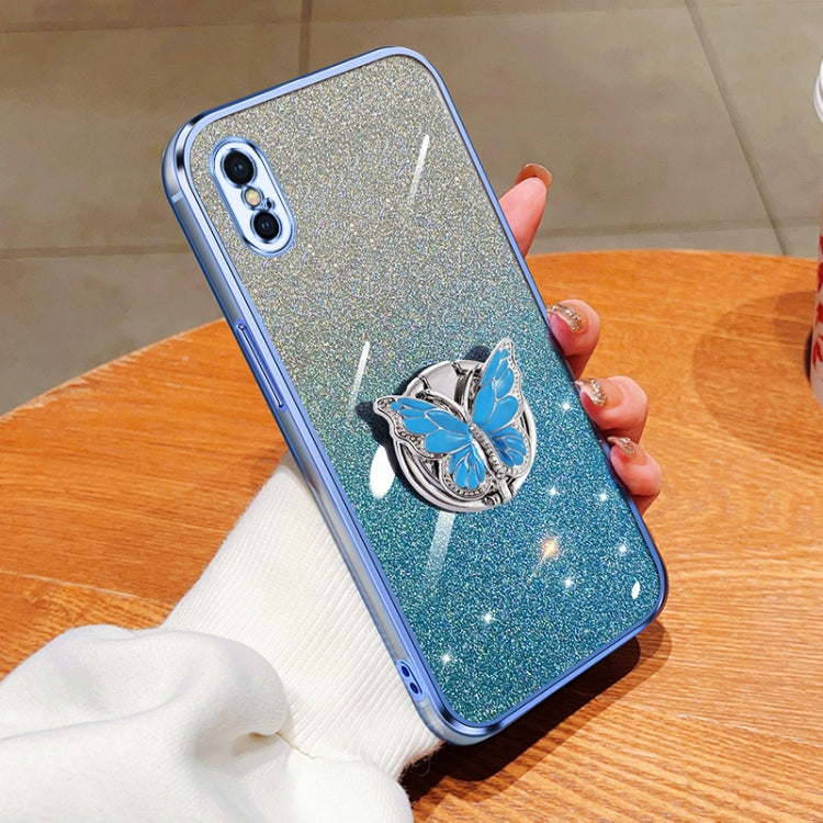 Plated Gradient Glitter Butterfly Holder TPU Phone Case, Series 2