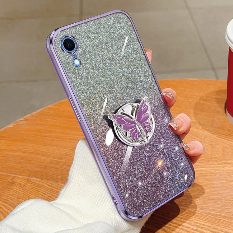 Plated Gradient Glitter Butterfly Holder TPU Phone Case, Series 1