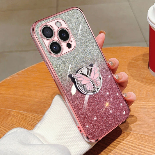 Plated Gradient Glitter Butterfly Holder TPU Phone Case, Series 5