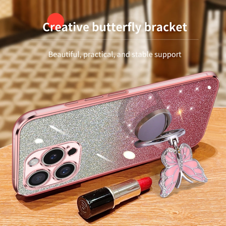 Plated Gradient Glitter Butterfly Holder TPU Phone Case, Series 5