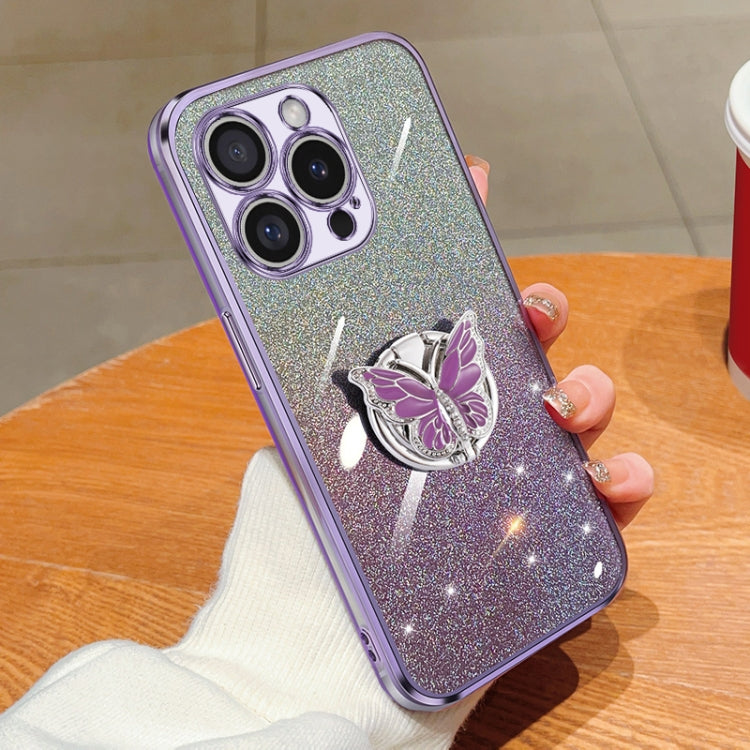 Plated Gradient Glitter Butterfly Holder TPU Phone Case, Series 5