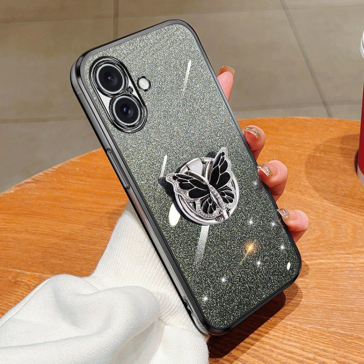 Plated Gradient Glitter Butterfly Holder TPU Phone Case, Series 1