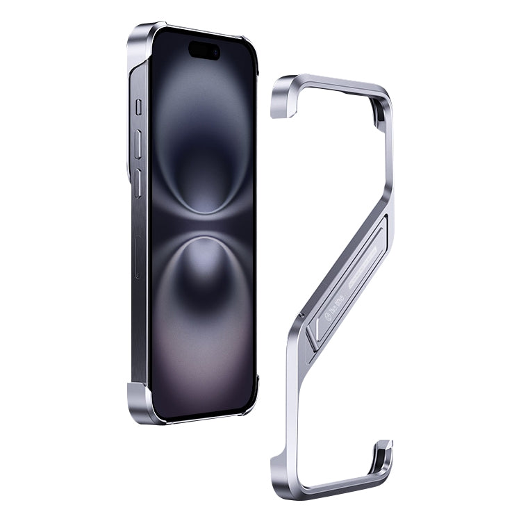 S-shaped Stand Frameless Metal Phone Case