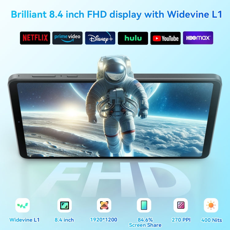 HEADWOLF Fpad5 Pro 4G LTE Tablet PC, 8.4 inch Android 14 MT6789 Octa Core Support Dual SIM, Global Version with Google Play