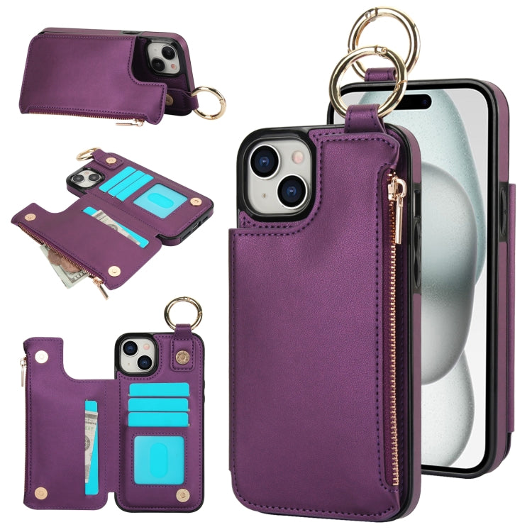 RFlD Anti-theft Double Buckle Ring Zipper Card Phone Case, Series 6