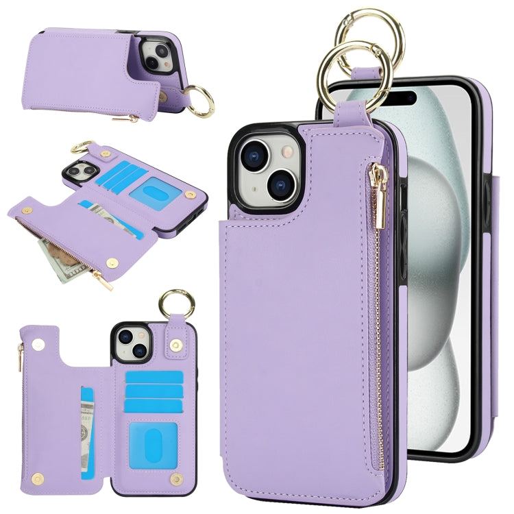 RFlD Anti-theft Double Buckle Ring Zipper Card Phone Case, Series 5