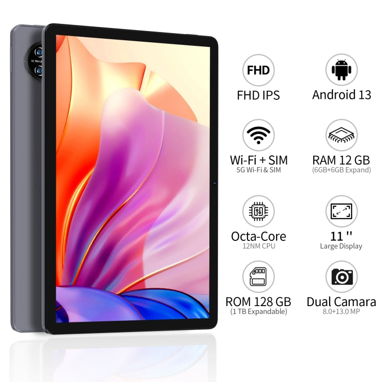 VASOUN M60 4G LTE Tablet, 11 inch, Android 13 UNISOC T606 Octa Core CPU, Global Version with Google Play